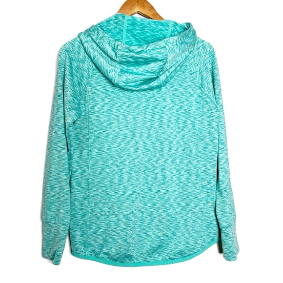 90 Degree Activewear Turquoise Marled Hoodie Thumbhole Pockets Drawstring - Picture 14 of 16